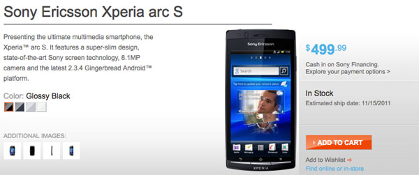 Sony Xperia arc S Android Phone Sony Xperia arc S Android Phone